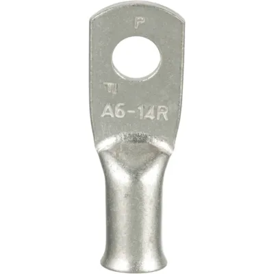 Terminal de Anillo No Aislada Tubular Calibre 6 AWG Perno 1/4", Bolsa c/100 pzas.