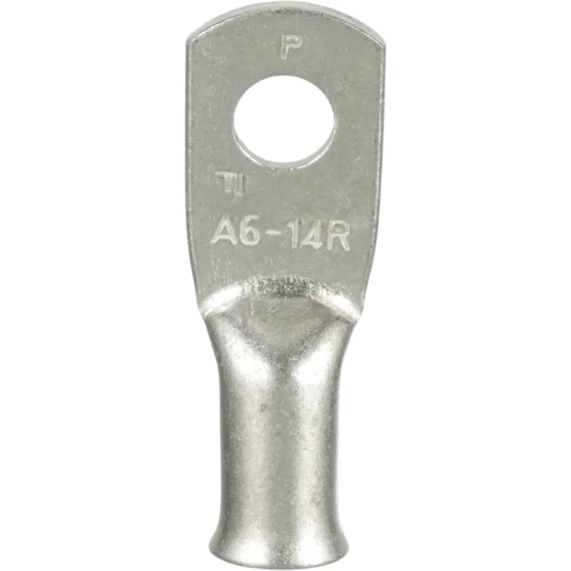 Terminal de Anillo No Aislada Tubular Calibre 6 AWG Perno 1/4", Bolsa c/100 pzas.
