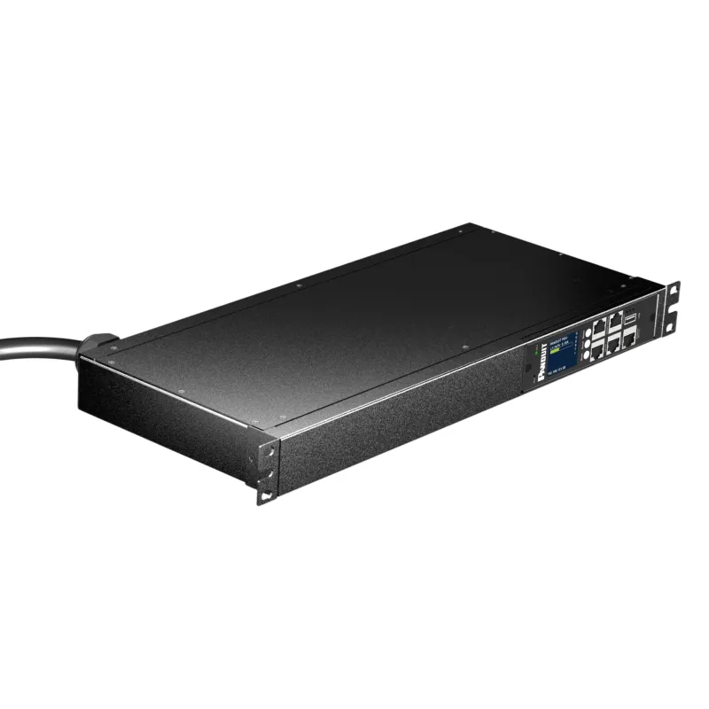 PDU ES2P Monitoreable (MI) para Distribución de Energía, Enchufe de Entrada NEMA 5-15P, Con 8 Salidas 5-20R, Horizontal 19in, 120 Vca, 15 Amp, 1UR