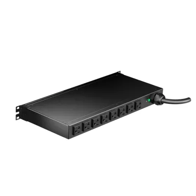 PDU ES2P Monitoreable (MI) para Distribución de Energía, Enchufe de Entrada NEMA 5-20P, Con 8 Salidas 5-20R, Horizontal 19in, 120 Vca, 20 Amp, 1 UR