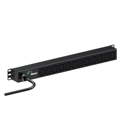PDU ES2P Básico para Distribución de Energía, Enchufe de Entrada NEMA L6-20P, Con 12 Contactos C13, Instalación Horizontal de 19in, 1UR, 20 Amp, 220 Vca