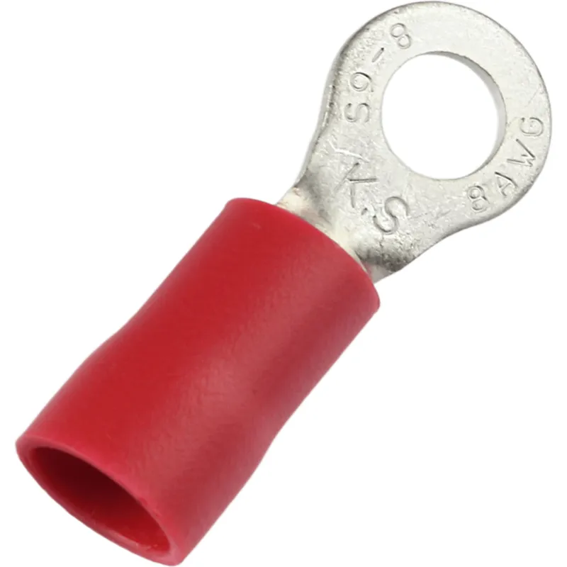 Terminal de Anillo Aislada en Vinil Calibre 8 AWG Perno 1/4", Bolsa c/25 pzas.
