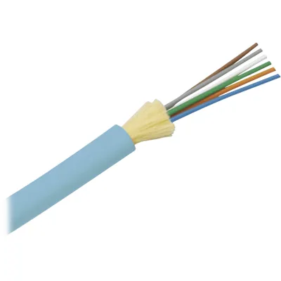 Cable de Fibra Óptica de 24 hilos, Multimodo OM4 50/125 Optimizada, Interior, Tight Buffer 900um, No Conductiva (Dieléctrica), OFNR (Riser), Precio Por Metro