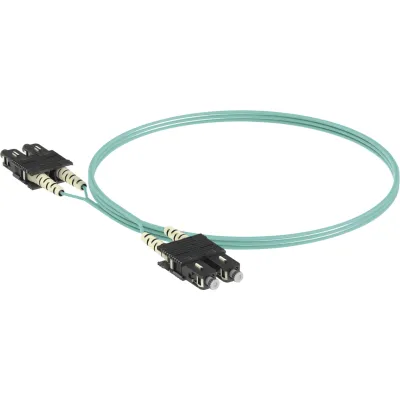 Jumper de Fibra Óptica Multimodo 50/125 OM4, SC-SC Duplex, OFNR (Riser), Color Aqua, 1 Metro