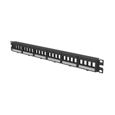 Panel de Parcheo NetKey Modular Keystone (Sin Conectores) con Placas de Acceso Frontal, de 24 Puertos, Espacio Para Identificación con Etiqueta Adhesiva, 1UR