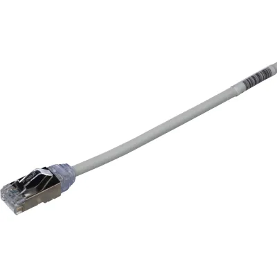 Patch Cord Cat6A, Diametro Reducido 28 AWG, Blindado S/FTP, CM/LS0H, 1.5 Metros (4.92 Pies), Color Gris