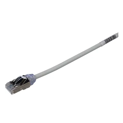 Patch Cord Cat6A, Diametro Reducido 28 AWG, Blindado S/FTP, CM/LS0H, 2 Metros (6.56 Pies), Color Gris