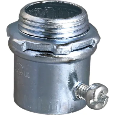 Conector 1/2" ( 13mm) para Tubo Pared Delgada (EMT) / Con tornillo tipo americano / Galvanizado / Etiqueta Verde.