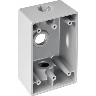 Caja Rectangular FS de Aluminio con 3 Orificios de 1/2" (13 mm).