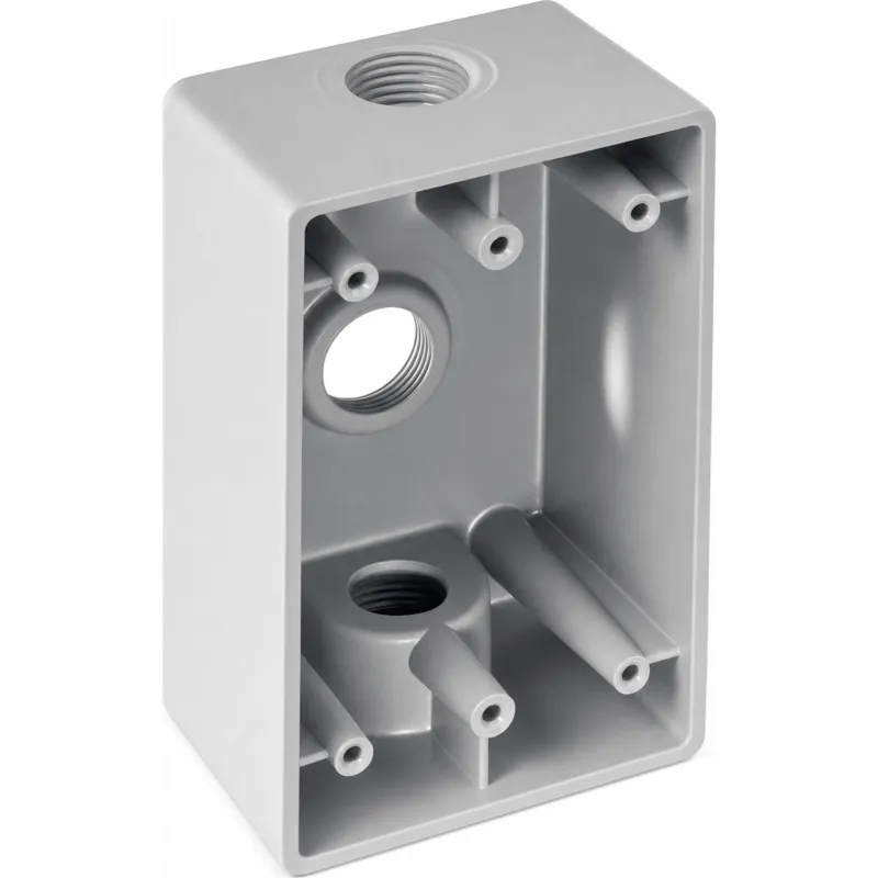 Caja Rectangular FS de Aluminio con 3 Orificios de 1/2" (13 mm).
