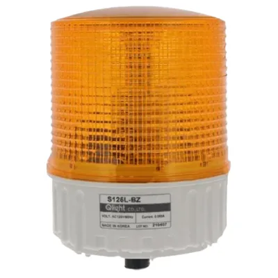 Luz estroboscópica LED Ámbar, 110 VCA de Montaje en Panel / Selección de Función Steady/Flashing con Buzzer de 90 dB integrado