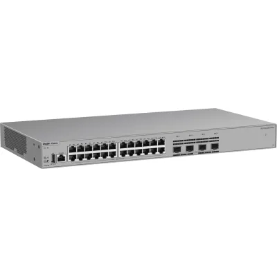 Switch Gigabit PoE+ Gestionable / 24 Puertos 10/100/1000BASE-T PoE+ / 4 Puertos SFP+ 1GE/2.5GE/10GE / Capacidad 128 Gbps / Tasa de Reenvío 95.232 Mpps / PoE Budget 370 W / Protección Sobretensión 10 kV / VSU / Línea Cybrey