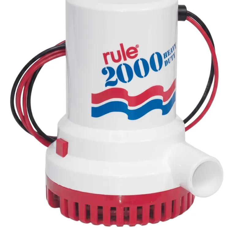 Bomba de Achique Sumergible Rule 12 / 2,000 GPH / 24V CD / Motor de Alta Eficiencia / Ejes de Acero Inoxidable / Protección Térmica TCO / Certificación CE e ISO 8849