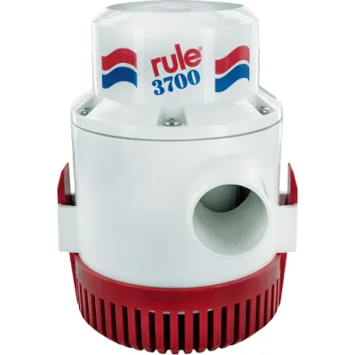 Bomba de Achique Sumergible Rule 15A / 3,700 GPH / 32V CD / Motor de Alta Eficiencia / Ejes de Acero Inoxidable / Protección Térmica TCO / Certificación CE e ISO 8849