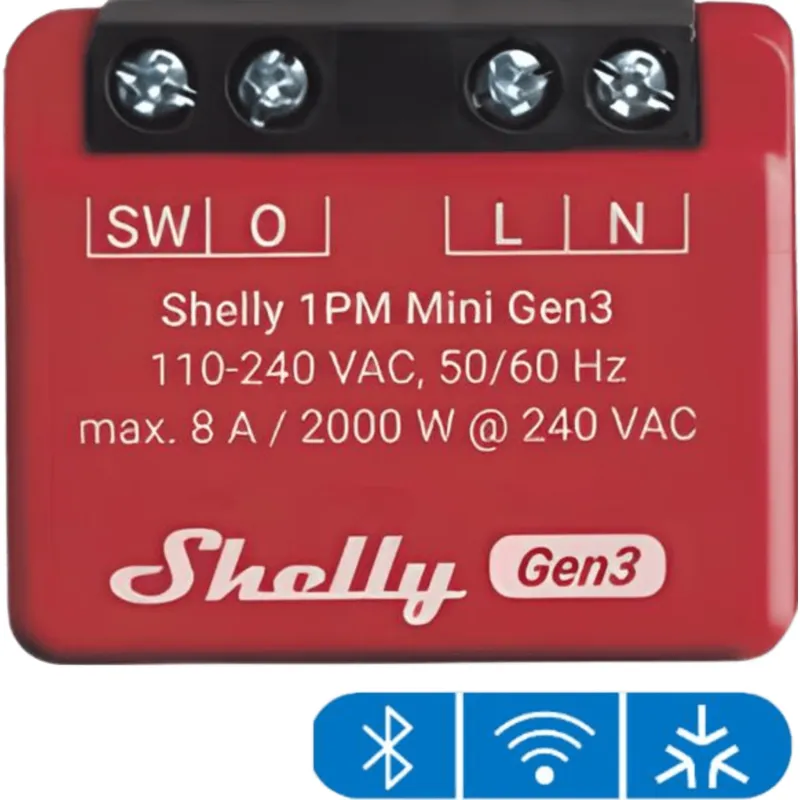 Mini Interruptor inteligente con Wi-Fi, medición de consumo, 1 canal 8A, compatible con asistentes de voz Alexa y GoogleHome