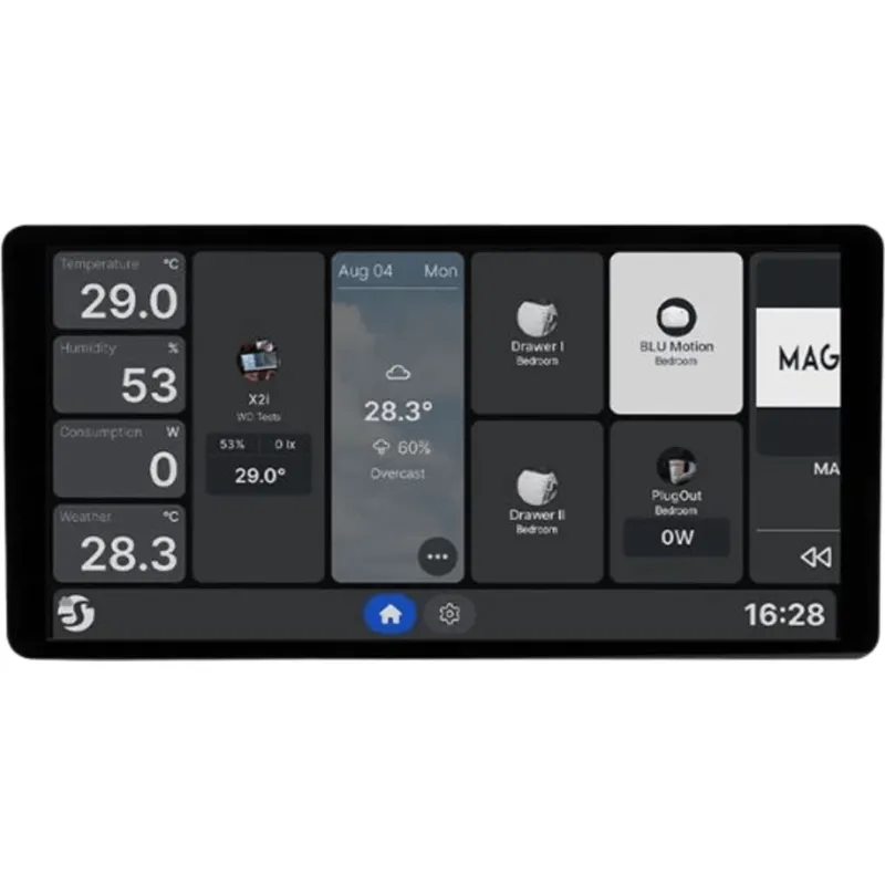 Panel de Control Inteligente para Hogar / Pantalla Táctil 6,95 pulgadas / Resolución 1440 x 720 px / S.O. Android/ Wi-Fi / Bluetooth 5 / Sensor de Luz y Proximidad
