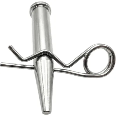 Pasador Cónico + R-clip Set / Compatible con Truss 40x40 cm / Acero de Alta Resistencia Forjado / Galvanizado / Zincado / Largo 92 mm (3.6 in) / Espiga 16 mm (0.6 in) / Cabezal 19 mm (0.7 in)