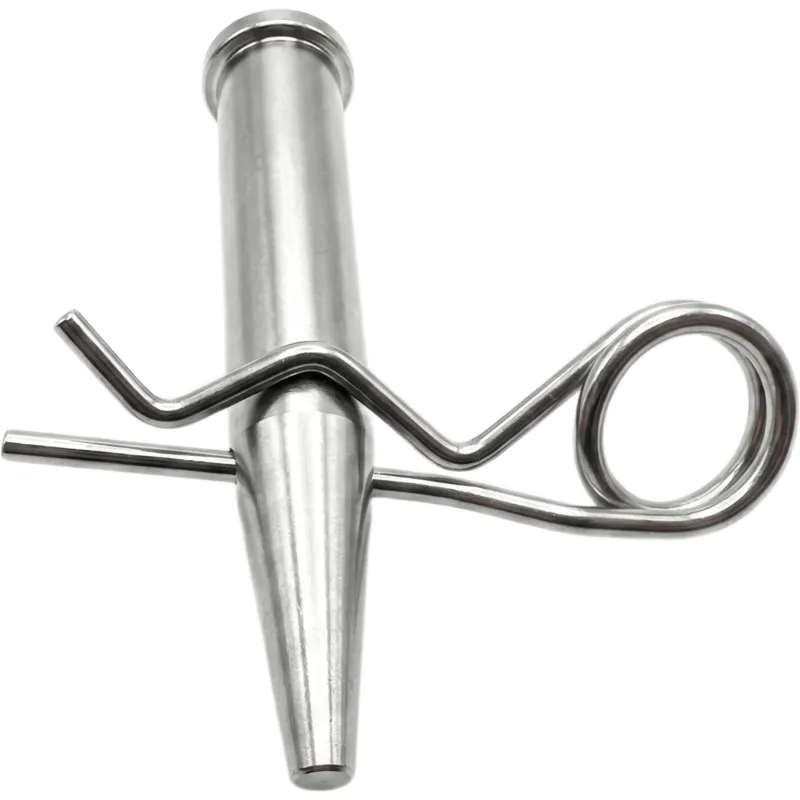 Pasador Cónico + R-clip Set / Compatible con Truss 40x40 cm / Acero de Alta Resistencia Forjado / Galvanizado / Zincado / Largo 92 mm (3.6 in) / Espiga 16 mm (0.6 in) / Cabezal 19 mm (0.7 in)