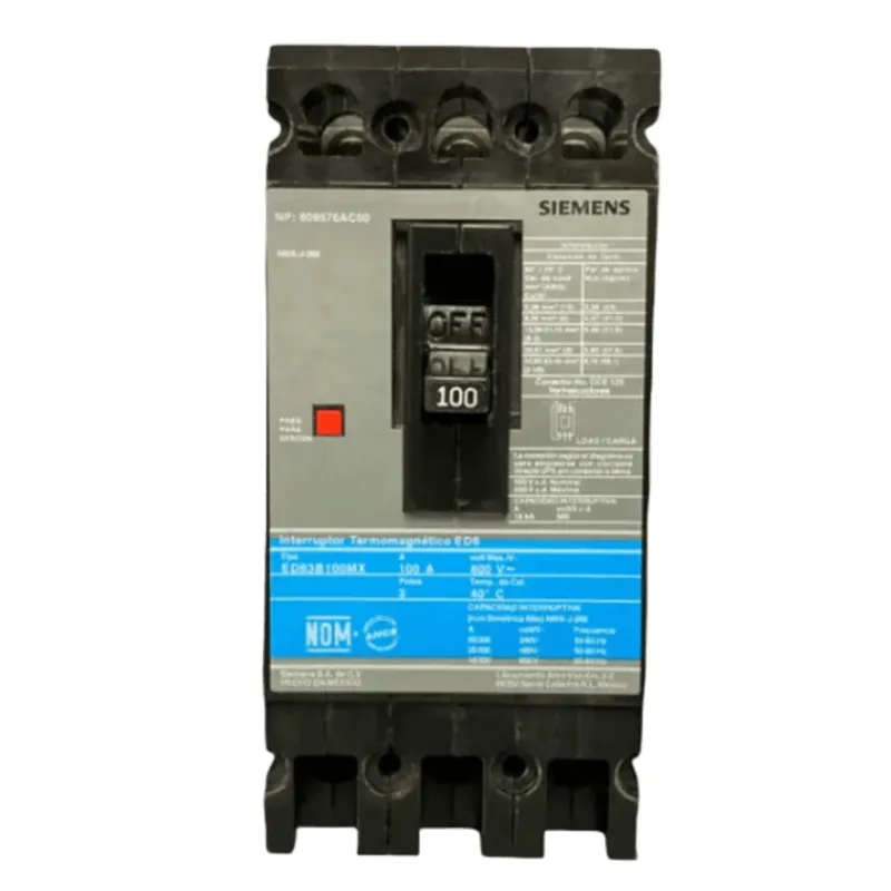 Interruptor Termomagnético ED6 600V 3X100A, Con zapatas principales.