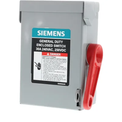 Interruptor de Seguridad GNF321A, 240Vca, 3 polos, 30 Amp, sin portafusibles, Nema 1.