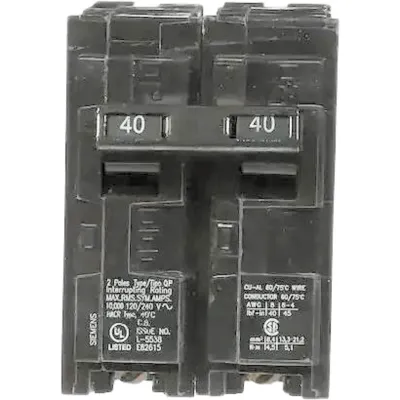 Interruptor automático enchufable tipo QP 2 polos, 40 amp.