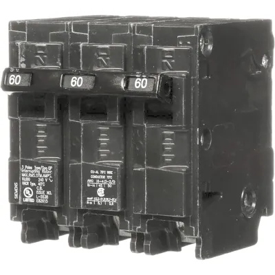 Interruptor automático enchufable tipo QP 3 polos, 60 amp