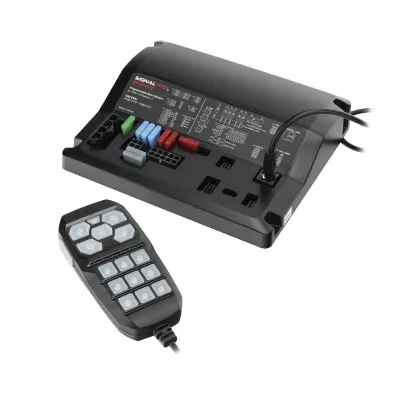 Sirena Vehicular de 200W de Potencia, Programable, Con Controlador Unimando de 15 Botones Para Control de Tonos, 12 Salidas Auxiliares y Micrófono