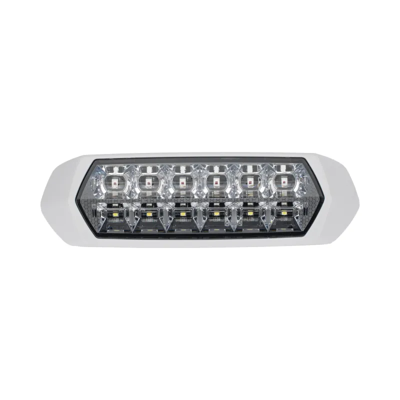 Luz de Advertencia de 12 LED, Top Rojo 6 LED , Bottom Blanco 6 LED, Lente Transparente, SAE