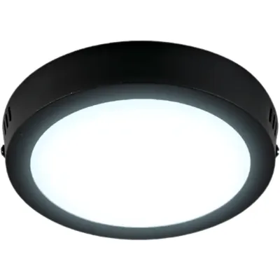 Plafón LED 12 W / Diámetro de 160 mm (6.3 in) / 800 lm / Luz de día 6500 K / Carcasa Color Negro / Ángulo 100° / IRC 80 / 15,000 h / NOM-003