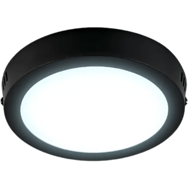 Plafón LED 12 W / Diámetro de 160 mm (6.3 in) / 800 lm / Luz de día 6500 K / Carcasa Color Negro / Ángulo 100° / IRC 80 / 15,000 h / NOM-003