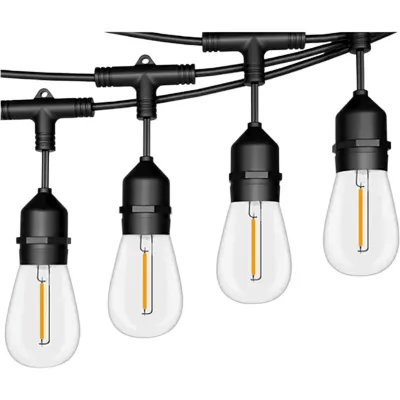 Guirnalda Serie de 24 Luces LED de 24 W / Longitud de 14.6 m (47.9 ft) con 24 Focos S14 / 2700 K Luz Cálida / 111 lm / IP65 Interior y Exterior / Base E27 / Interconectable hasta 6 Series