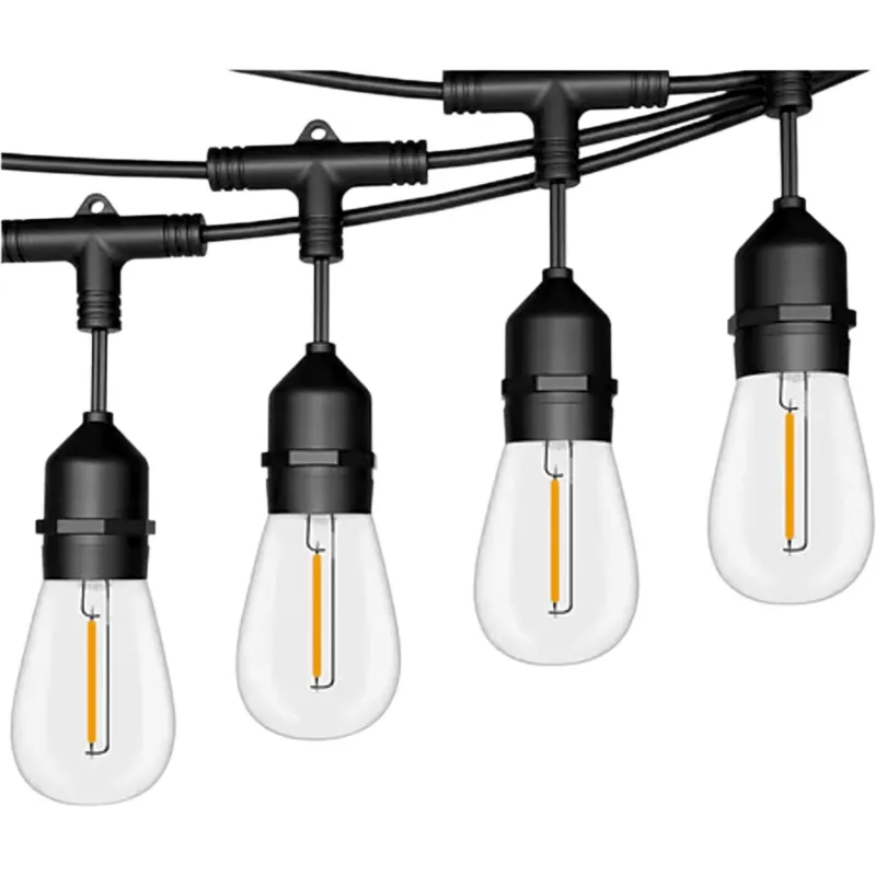 Guirnalda Serie de 24 Luces LED de 24 W / Longitud de 14.6 m (47.9 ft) con 24 Focos S14 / 2700 K Luz Cálida / 111 lm / IP65 Interior y Exterior / Base E27 / Interconectable hasta 6 Series