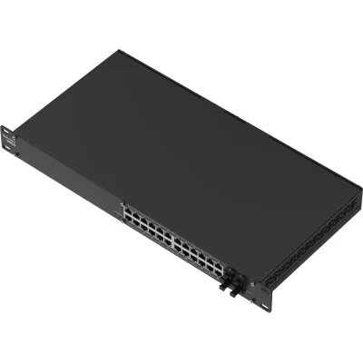 Switch Administrable L2+, 24 Puertos Gigabit PoE+, 4 Puertos SFP, 300W PoE Budget, Rack 19", IP30, TSWOS