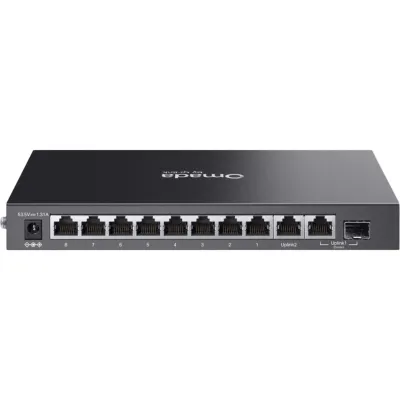 Switch Gigabit Easy Managed PoE+ / 10 Puertos (8 PoE+ + 1 RJ45 + 1 SFP Combo) / 63W Presupuesto PoE+ / PoE Extendido 250 m / Fanless Carcasa Metálica / Gestión Centralizada Omada SDN / Desktop-Wall Mount