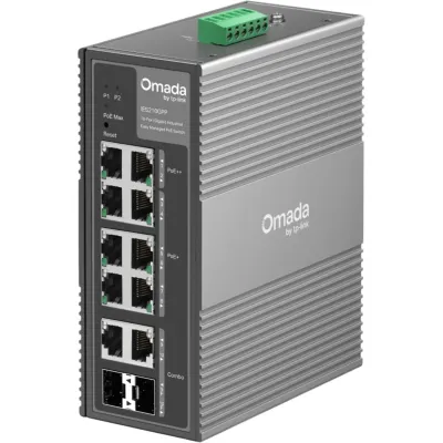 Switch Industrial PoE / 10 Puertos Gigabit / 2× PoE++ 802.3bt (Hasta 60 W) + 6× PoE+ 802.3at/af / 2× Combo RJ45/SFP Gigabit / Presupuesto PoE 240 W / Alimentación Redundante 1+1 DC 12-57V / Carcasa de Aluminio IP40 Fanless / Prote