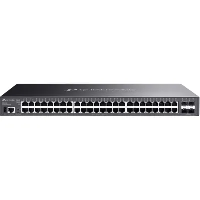Switch Administrable de Campus / 48 Puertos Gigabit RJ45 / 4× SFP+ 10G / Apilamiento Físico hasta 4 Unidades / Enrutamiento L3 OSPF-RIP-VRRP / ERPS / Omada SDN / Chasis Metálico 1U Rack 19 in
