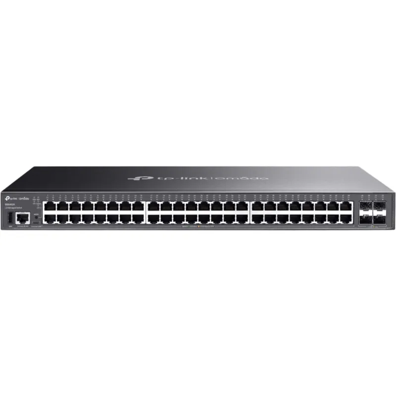 Switch Administrable de Campus / 48 Puertos Gigabit RJ45 / 4× SFP+ 10G / Apilamiento Físico hasta 4 Unidades / Enrutamiento L3 OSPF-RIP-VRRP / ERPS / Omada SDN / Chasis Metálico 1U Rack 19 in