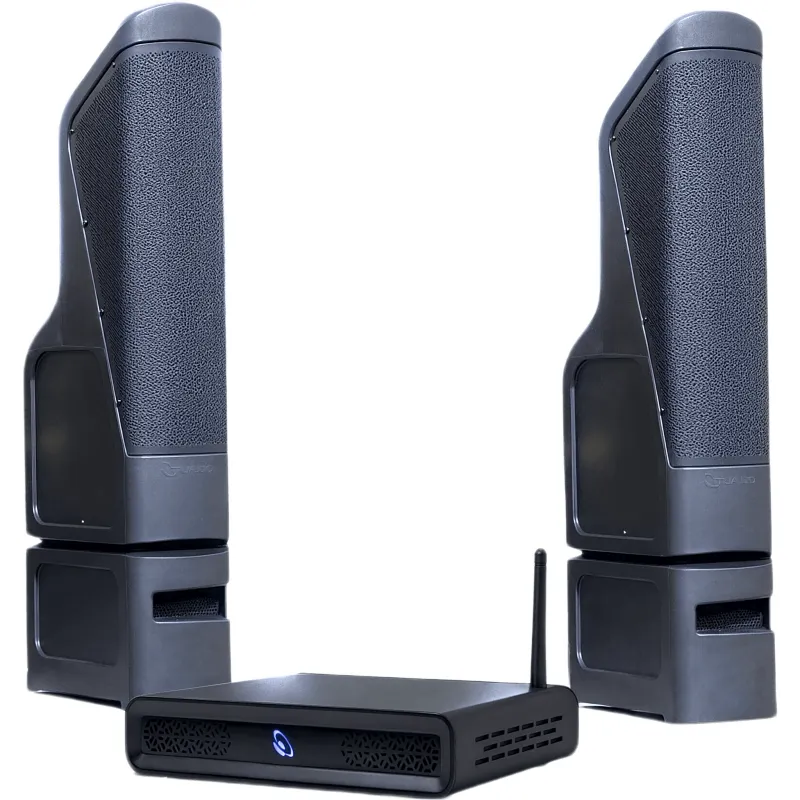 Kit TruAudio | Amplificador D2T 2 Canales 100W | 2 Torres Line Array Exterior TT10 200W RMS | HDMI eARC + Bluetooth 5.3 | IP56
