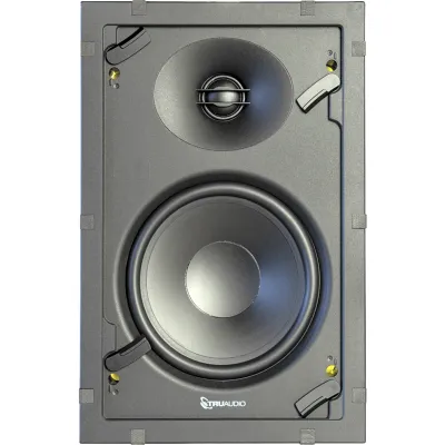 Altavoz In-Wall | 2 Vías | Woofer 6.5 in Polipropileno | Tweeter 1 in Seda | Potencia 120 W | Impedancia 8 Ohm | Sensibilidad 88 dB | Respuesta 42 Hz - 20 kHz | Rejilla Metálica sin Marco | Instalación sin Herramientas TruGrip