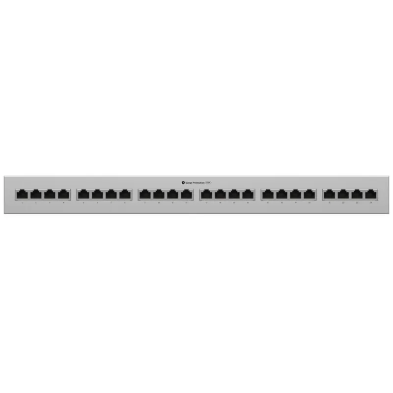 Panel de Protección Ethernet de 24 Puertos UniFi UACC-ETH-SP-Panel-24, 10 GbE con Sopoete PoE+++, 20 kA Rack 1U