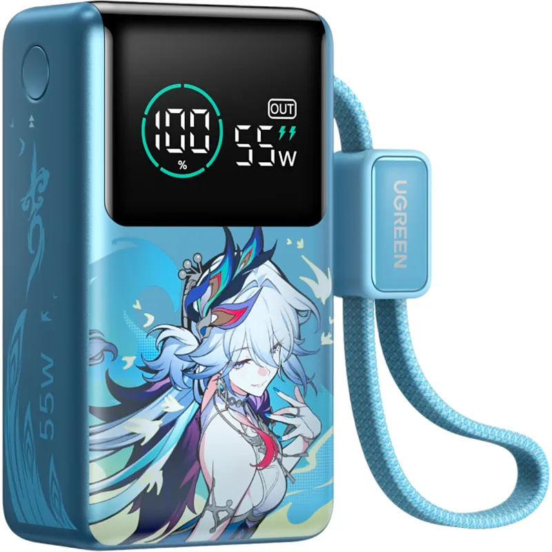 Batería Portátil 10000mAh / Carga Rápida 55W / Cable USB-C Integrado / Pantalla Digital Inteligente / Carga Multidispositivo / Protección de Seguridad