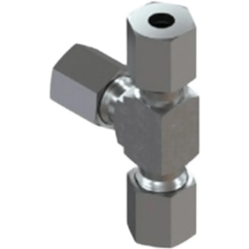 Tee Ramal Racor Hidráulico DIN / Serie EO Light / Conexión Tubo a Giratorio / Cono 24° / 3 Vías / Rosca M12 x 1.5 / Tubo 6 mm / Presión 500 bar (7250 psi) / Acero / O-Ring NBR / -40°C a +300°C