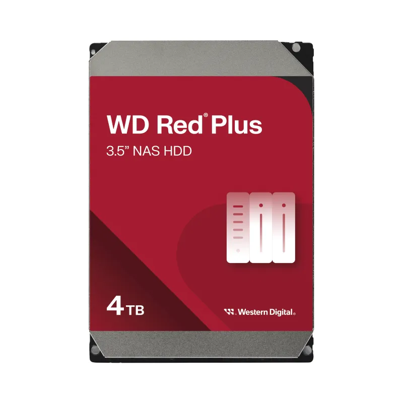 Disco Duro NAS WD Red Plus / Tecnología CMR / Capacidad 4TB / SATA 6 Gb/s / NASware 3.0 / 180TB año Workload / 1M Horas MTBF / 3 Años Garantía