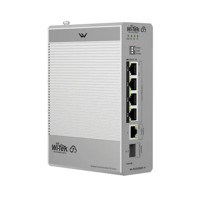 Switch Industrial PoE / 4 Puertos Gigabit PoE++ (802.3bt) / 1 Puerto Gigabit + 1 SFP / Alimentación DC 12-57V / Fanless / DIN-Rail / -30°C a 65°C / 55W-300W Budget PoE