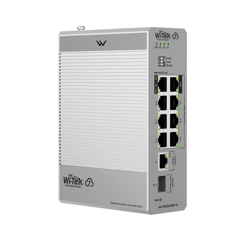 Switch Industrial PoE / 8 Puertos Gigabit PoE / 110W-270W Budget / SFP / DIN-Rail / -30°C a 65°C / Fanless