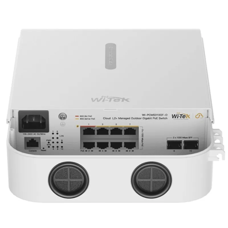 Switch PoE Gigabit 8 Puertos / 2 SFP Uplink / PoE++ 802.3bt 90W Puerto 1-2 / PoE+ 802.3at 30W Puerto 3-8 / 110W Presupuesto Total / 20Gbps Switching / Sin Ventilador / Montaje en Pared o Poste / Industrial -30°C a 60°C