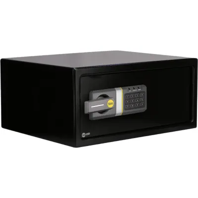Caja Fuerte Electrónica Residencial / Apertura por Código 3-8 Dígitos / Llave de Emergencia / Puerta Acero Reforzado / Bloqueo 5 Minutos / Alimentación 4 Pilas AA / Indicadores LED