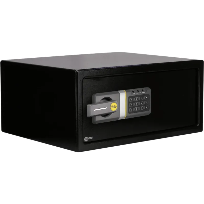 Caja Fuerte Electrónica Residencial / Apertura por Código 3-8 Dígitos / Llave de Emergencia / Puerta Acero Reforzado / Bloqueo 5 Minutos / Alimentación 4 Pilas AA / Indicadores LED