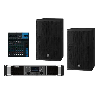 Kit Refuerzo Sonoro y Mixer | Incluye 2 Bocinas CHR12 | Amplificador PX8 | Mezclador MG10 | Ideal para PA