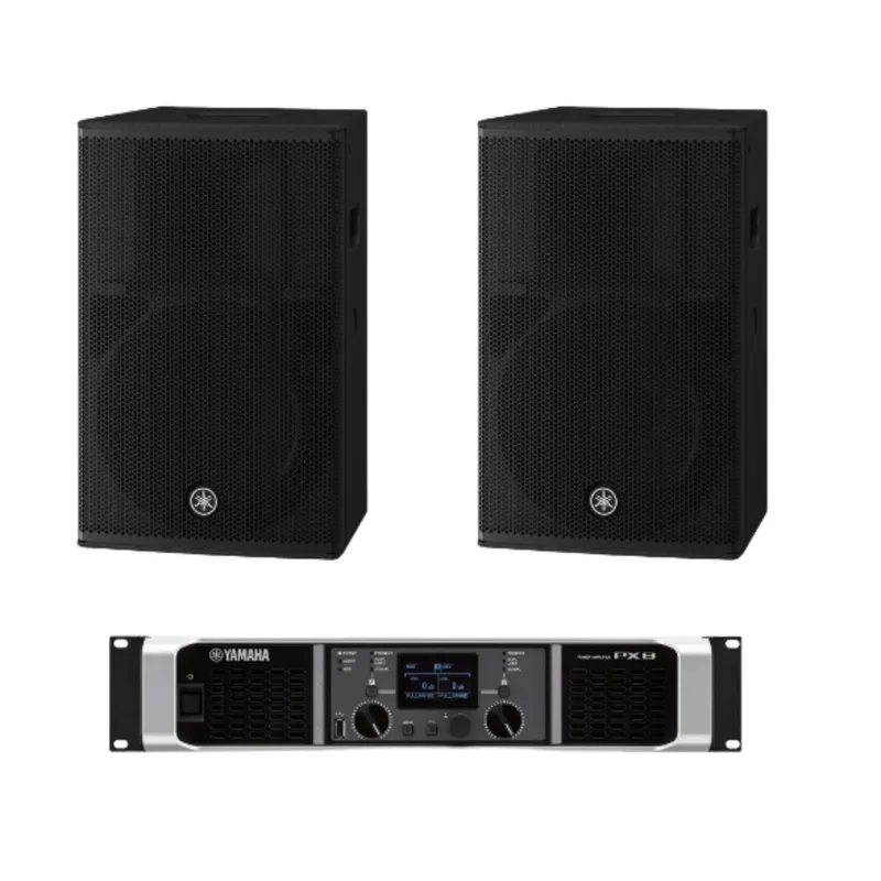 Kit Refuerzo Sonoro | Incluye 2 Bocinas CHR12 y 1 Amplificador PX8 | Ideal para Aplicaciones de Música en Primer Plano